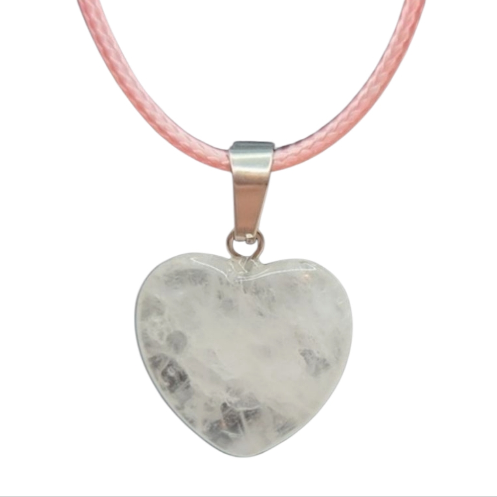 Natural Crystal Chakra‎ Healing Heart Shaped Love Womens Necklace with Pink